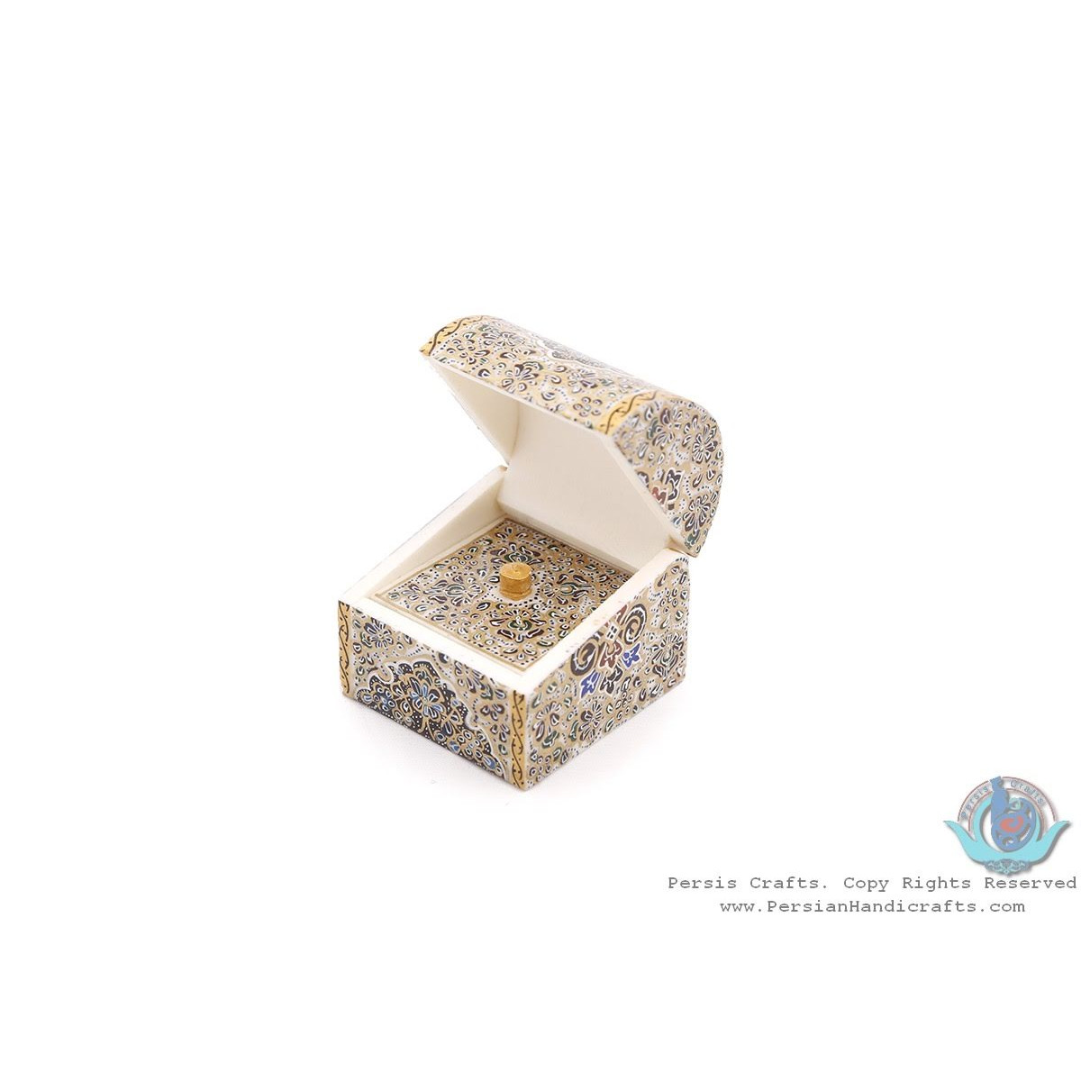 Privileged Tazhib Miniature Round Trunk Shape Jewelry Box - HM3919-Persian Handicrafts