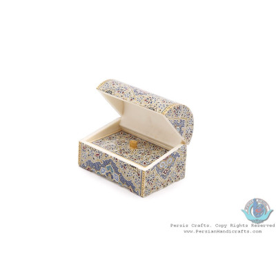 Premium Tazhib Miniature Round Trunk Shape Jewelry Box - HM3920 Premium Tazhib Miniature Round Trunk Shape Jewelry Box - HM3920