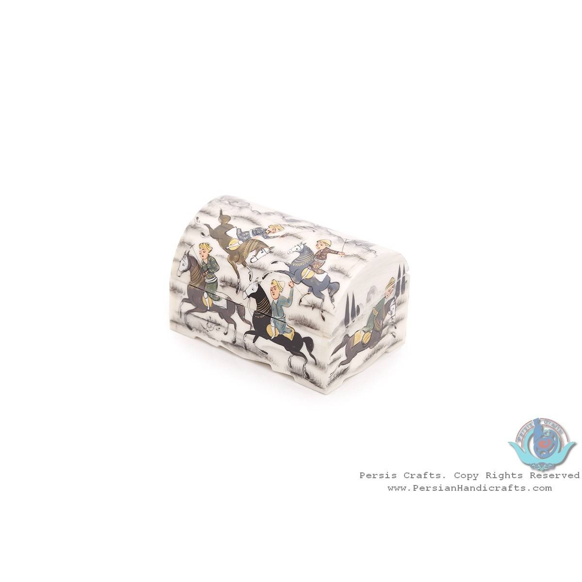 Chogan Miniature Round Trunk Shape Jewelry Box - HM3923-Persian Handicrafts