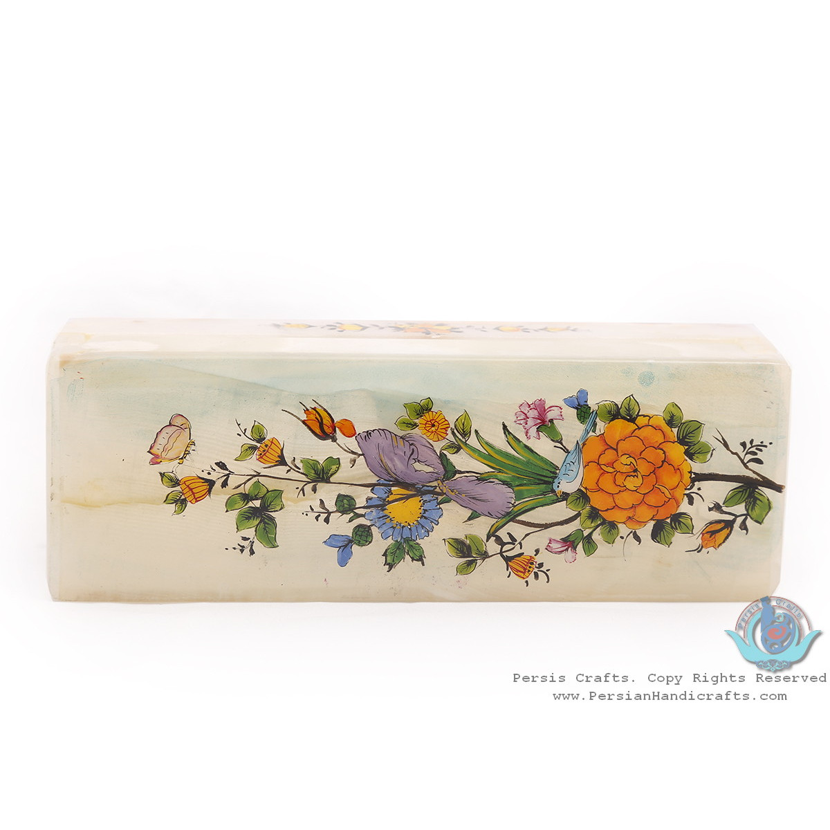 Flower & Bird Minature on Marble Stone Jewelry Box - HM3928-Persian Handicrafts