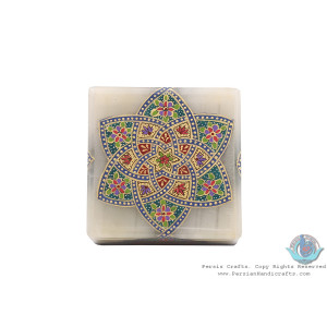 Tazhib Minature Painting on Marble Stone Jewelry Box - HM3929-Persian Handicrafts