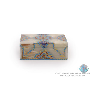 Tazhib Minature Painting on Marble Stone Jewelry Box - HM3930-Persian Handicrafts