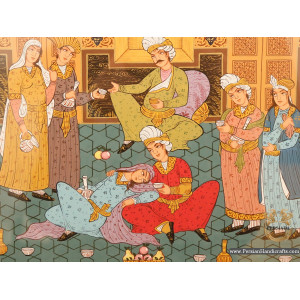 Decorative Painting Khatam Frame | Hand Painting Miniature | HM6101-Persian Handicrafts