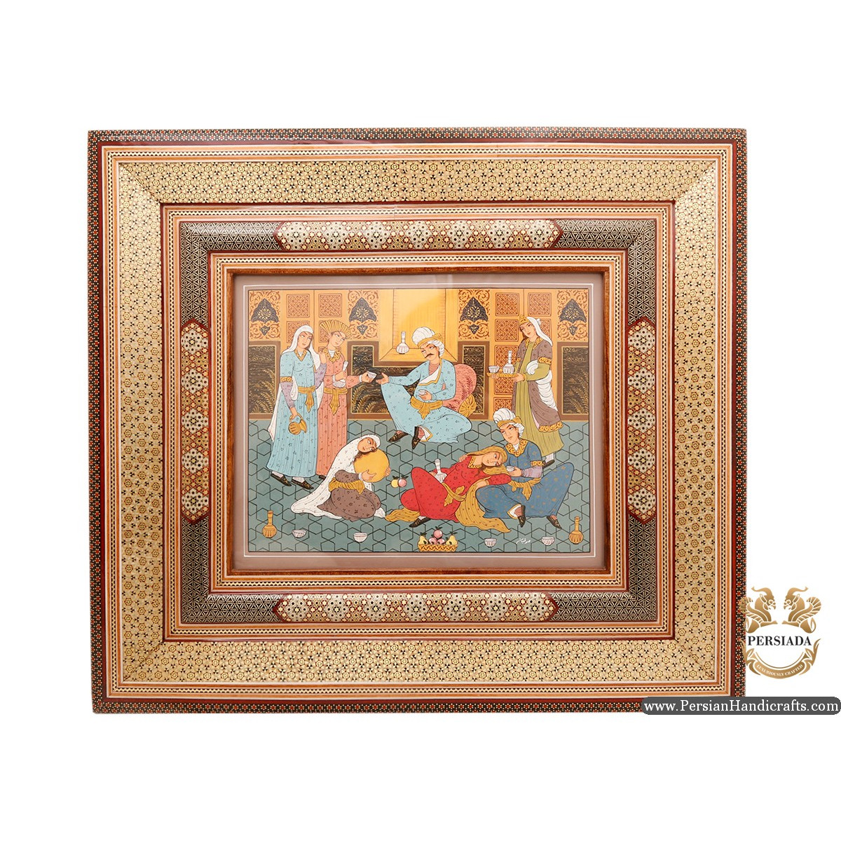 Decorative Painting Khatam Frame | Hand Painting Miniature | Persiada HM6102