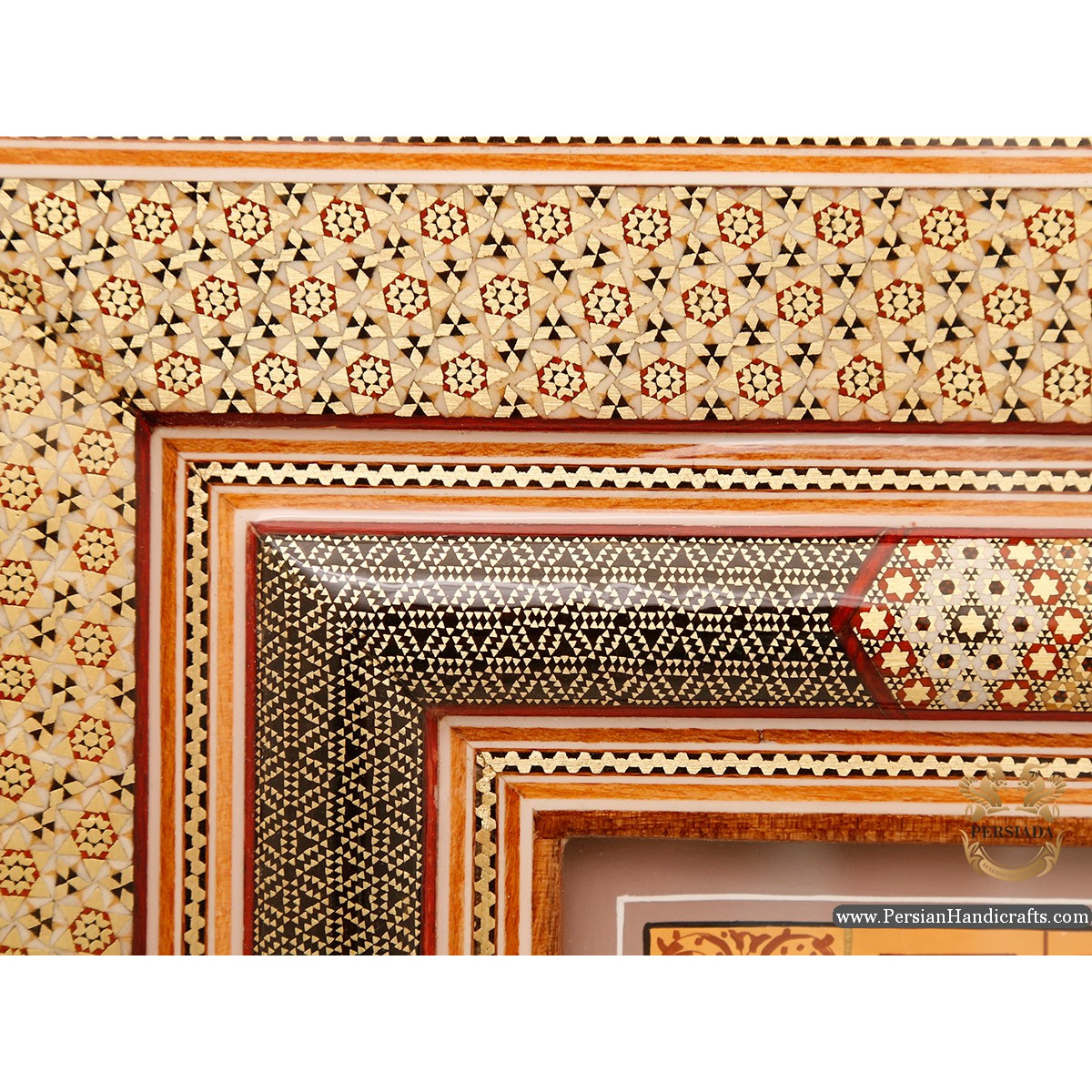 Decorative Painting Khatam Frame | Hand Painting Miniature | HM6102-Persian Handicrafts