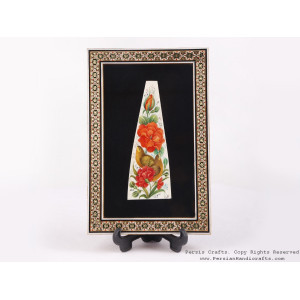 Miniature Handpainting (Flower & Bird) with Khatam Frame - HM3102-Persian Handicrafts