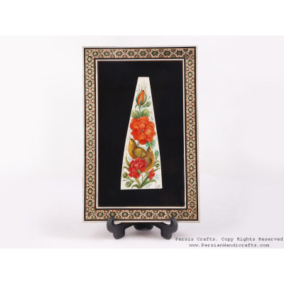 Miniature Handpainting (Flower & Bird) with Khatam Frame - HM3102