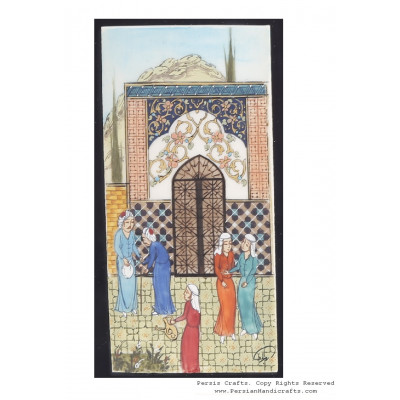 Miniature Hanpainting (Traditional Style Door) with Khatam Frame - HM3105