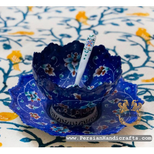 Decorative Bowl & Plate | Hand Painted Minakari | PHE2107-Persian Handicrafts