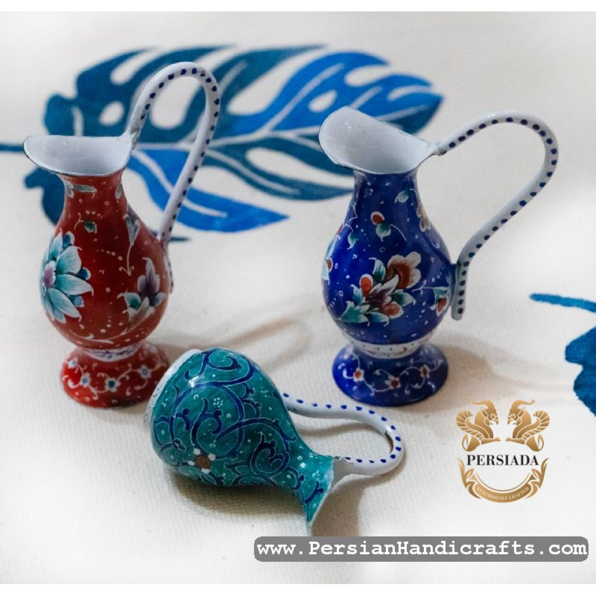 Jug Cruet Saucer | Hand Painted Minakari | PHE2112-Persian Handicrafts