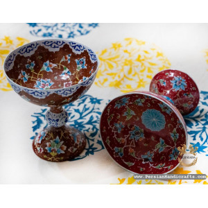 Pedestal Dish | Hand Painted Minakari | PHE2113-Persian Handicrafts