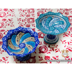Pedestal Dish | Hand Painted Minakari | PHE2113-Persian Handicrafts