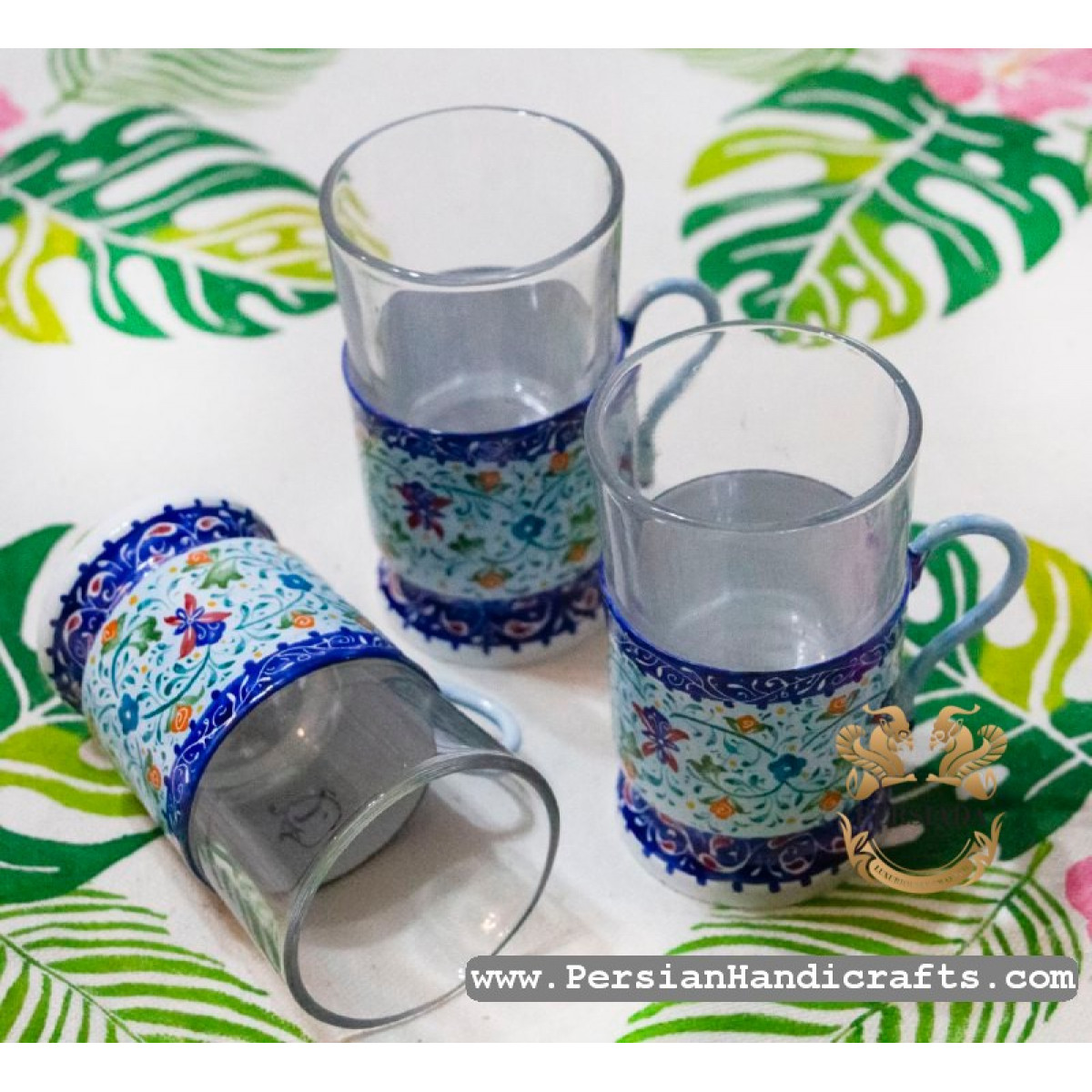 Tea Cup Saucer | Hand Painted Minakari | PHE2115-Persian Handicrafts