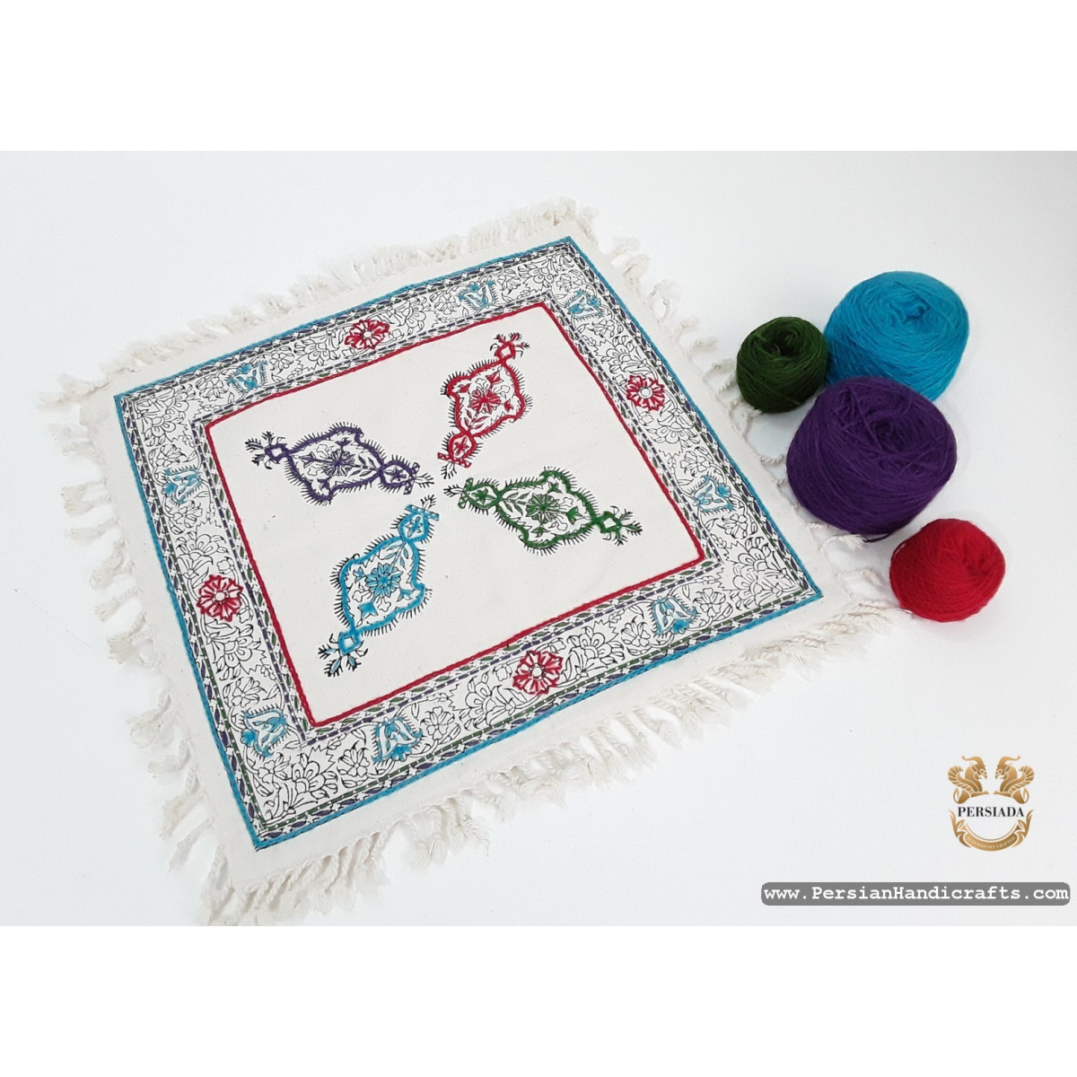 Cushion Cover Tablecloth | Handmade Organic Cotton | PHGH609-Persian Handicrafts