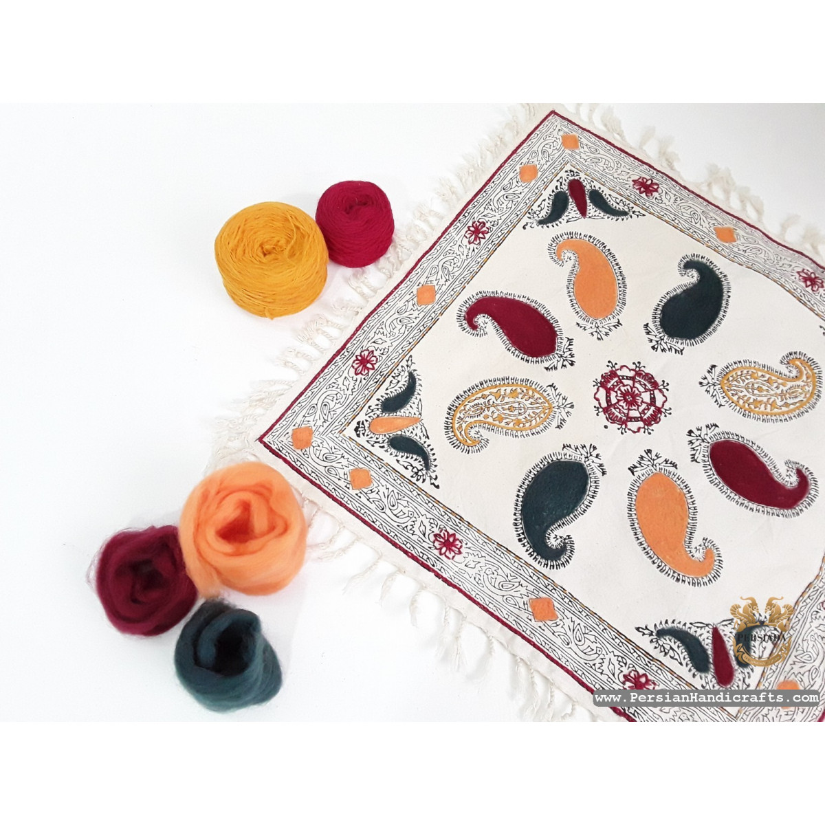 Square Tablecloth | Handmade Organic Cotton | PHGH612-Persian Handicrafts