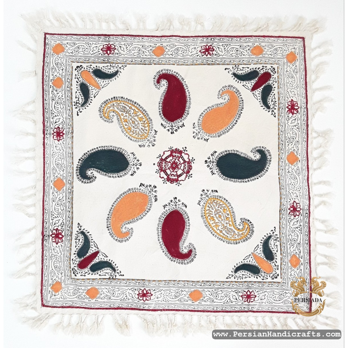 Square Tablecloth | Handmade Organic Cotton | PHGH612-Persian Handicrafts