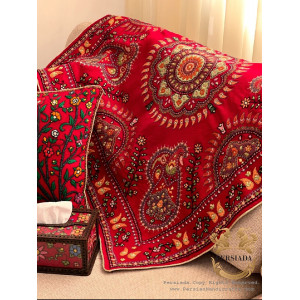 Tablecloth Cushion Tissue Box Set | Pateh Needlework | PHP2004-Persiada Persian Handicrafts
