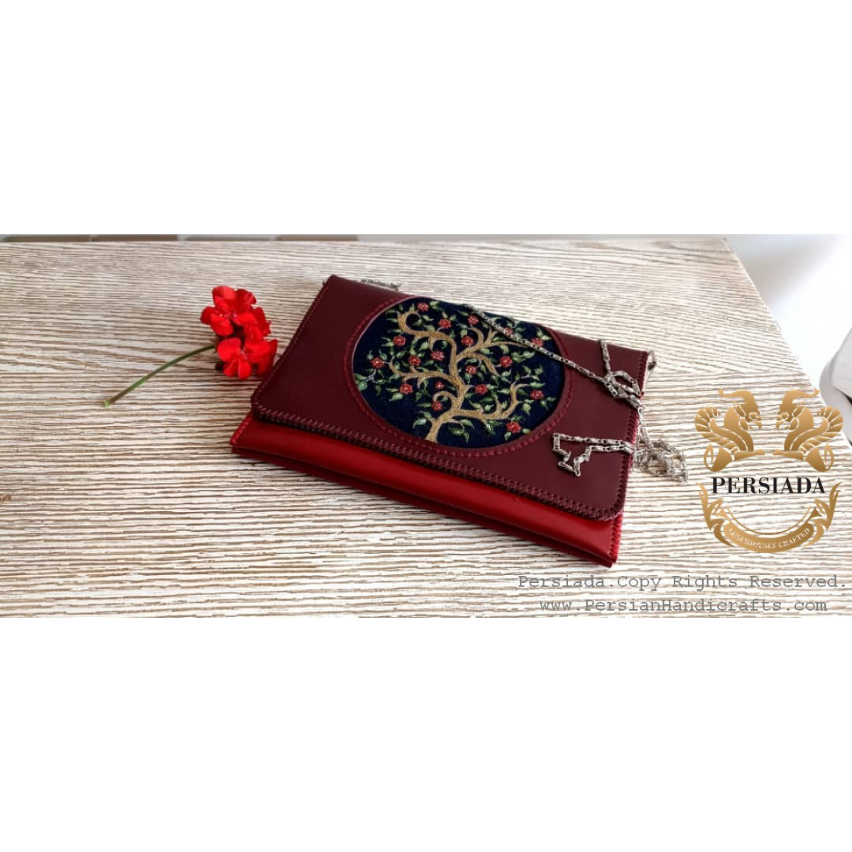  Traditional Bag|Leather Pateh Needlework | HLP1001-Persiada Persian Handicrafts