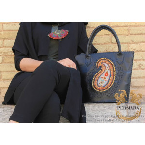  Traditional Bag|Leather Pateh Needlework | HLP1002-Persiada Persian Handicrafts