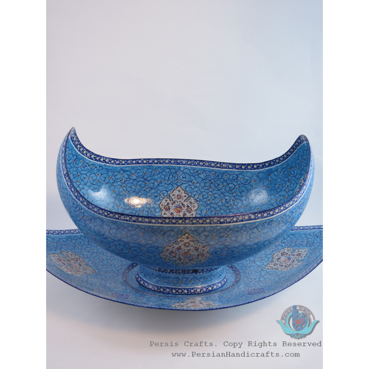 Enamel (Minakari) Kashkool Candy Dish & Plate - PE1101-Persian Handicrafts