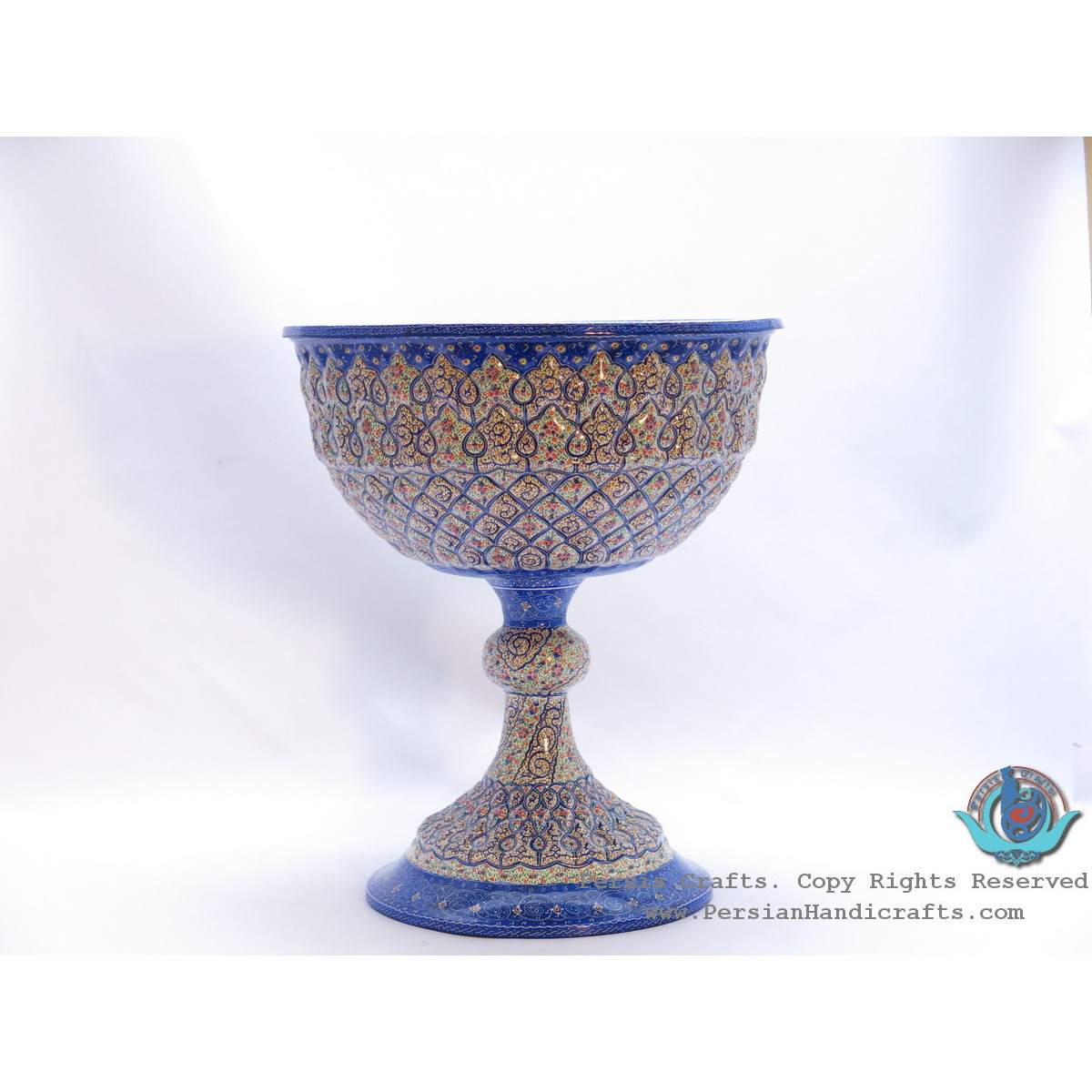Enamel (Minakari) Eslimi Pedestal Candy/Nuts Bowl - PE1110-Persian Handicrafts