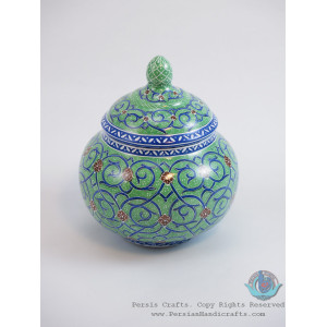 Enamel (Minakari)  Eslimi Sugar Pot/Candy Dish - PE1117-Persian Handicrafts
