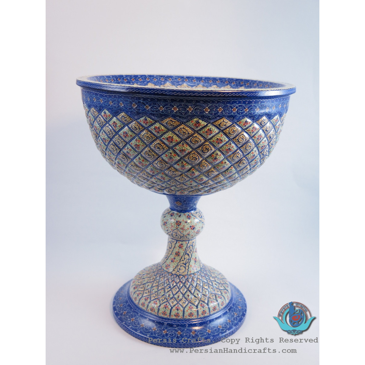 Enamel (Minakari) Eslimi Pedestal Candy/Nuts Bowl - PE1136-Persian Handicrafts