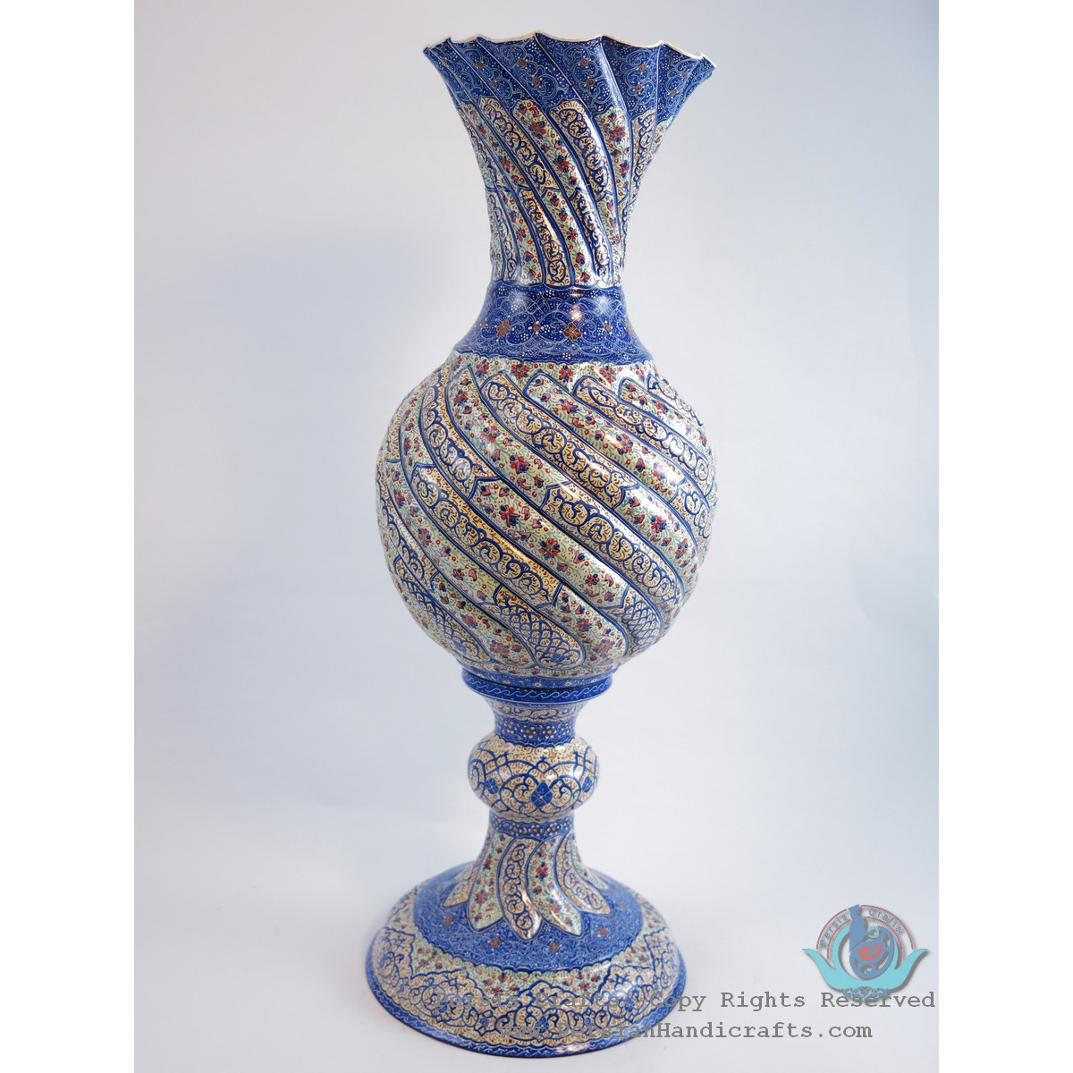 Enamel (Minakari)  Eslimi Pedestal Flower Vase - PE1141-Persian Handicrafts