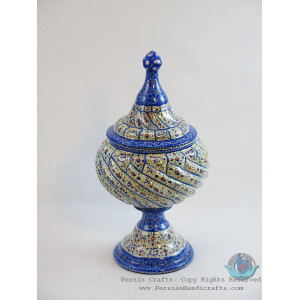 Enamel (Minakari) Eslimi Pedestal Candy Dish - PE1150-Persian Handicrafts