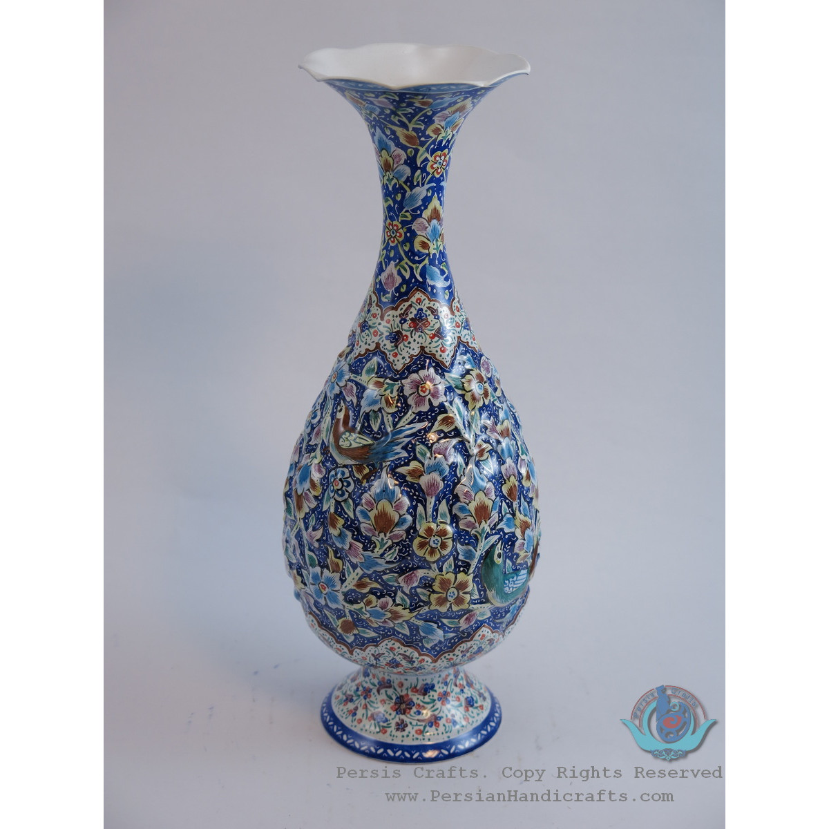 Enamel (Minakari) Protruded Toranj Flower Vase - PE1158-Persian Handicrafts