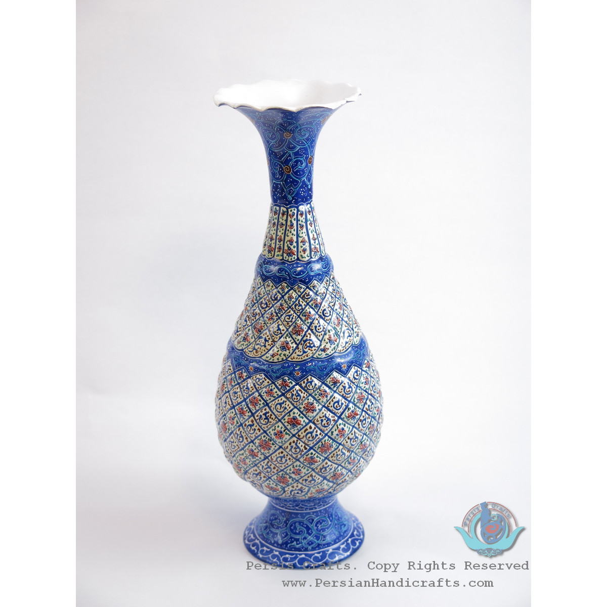 Enamel (Minakari) Classical Eslimi Flower Vase - PE1162-Persian Handicrafts