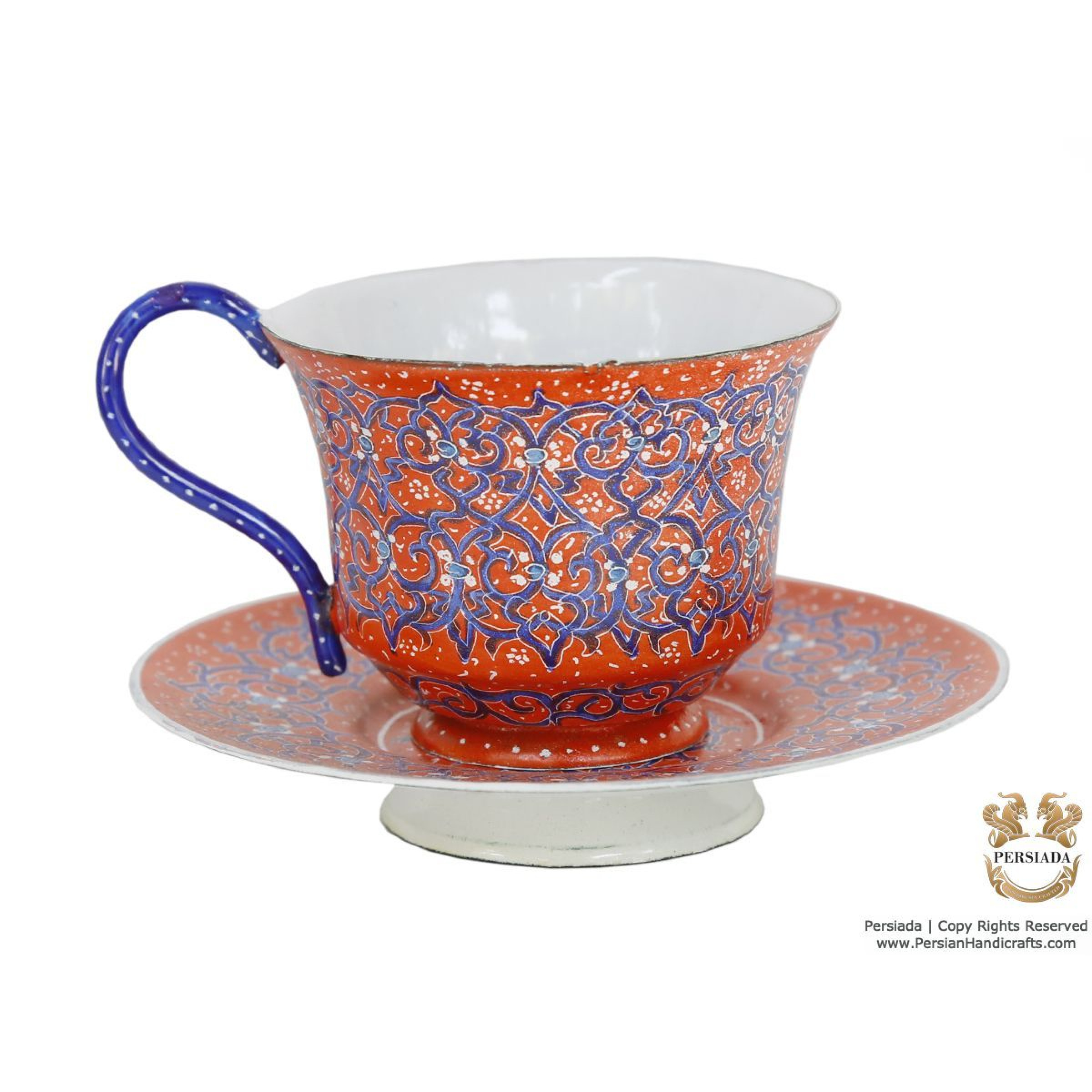 Tea Cup & Saucer Set Enamel Minakari PE4104 Persiada