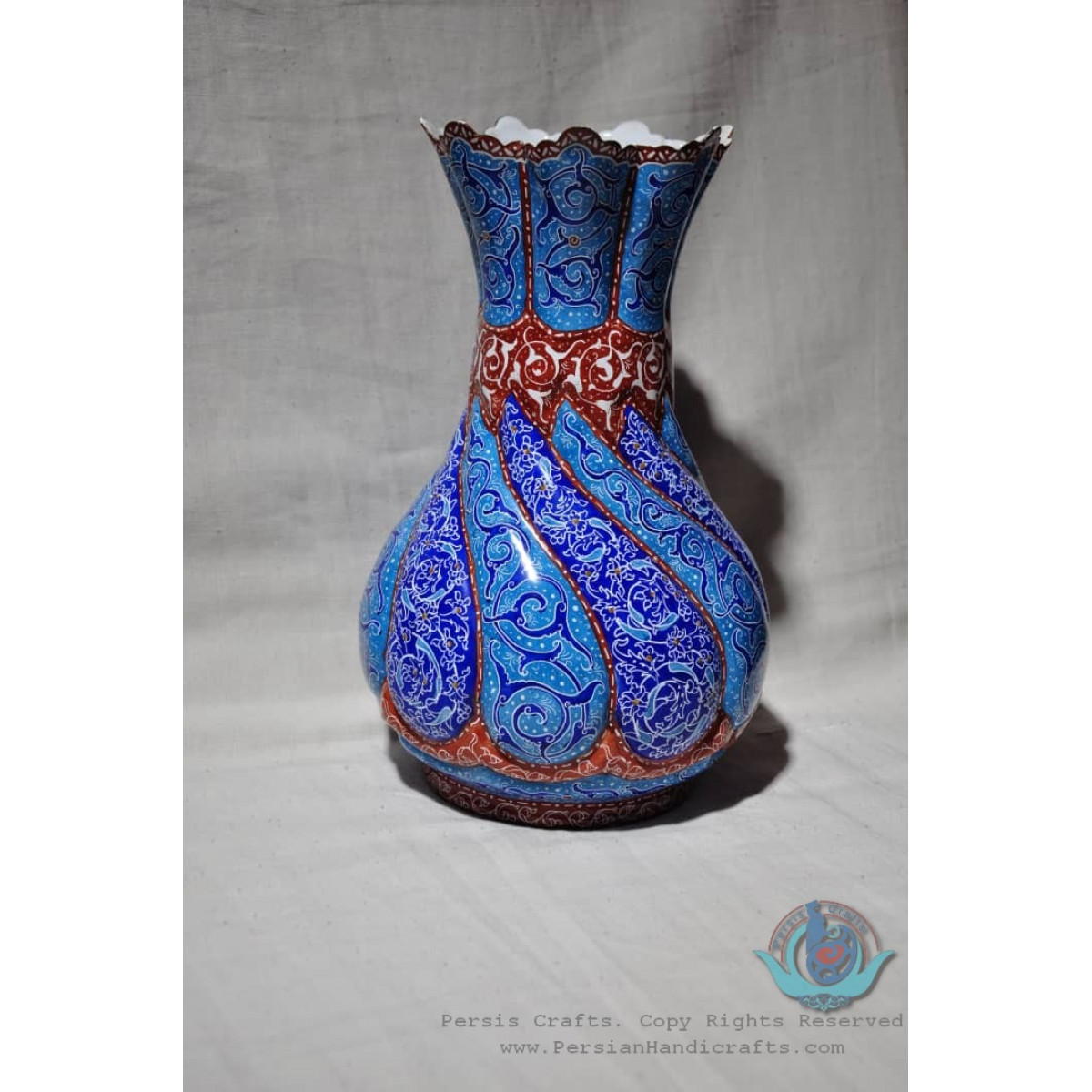 Enamel Minakari Flower Vase - PE1009-Persian Handicrafts