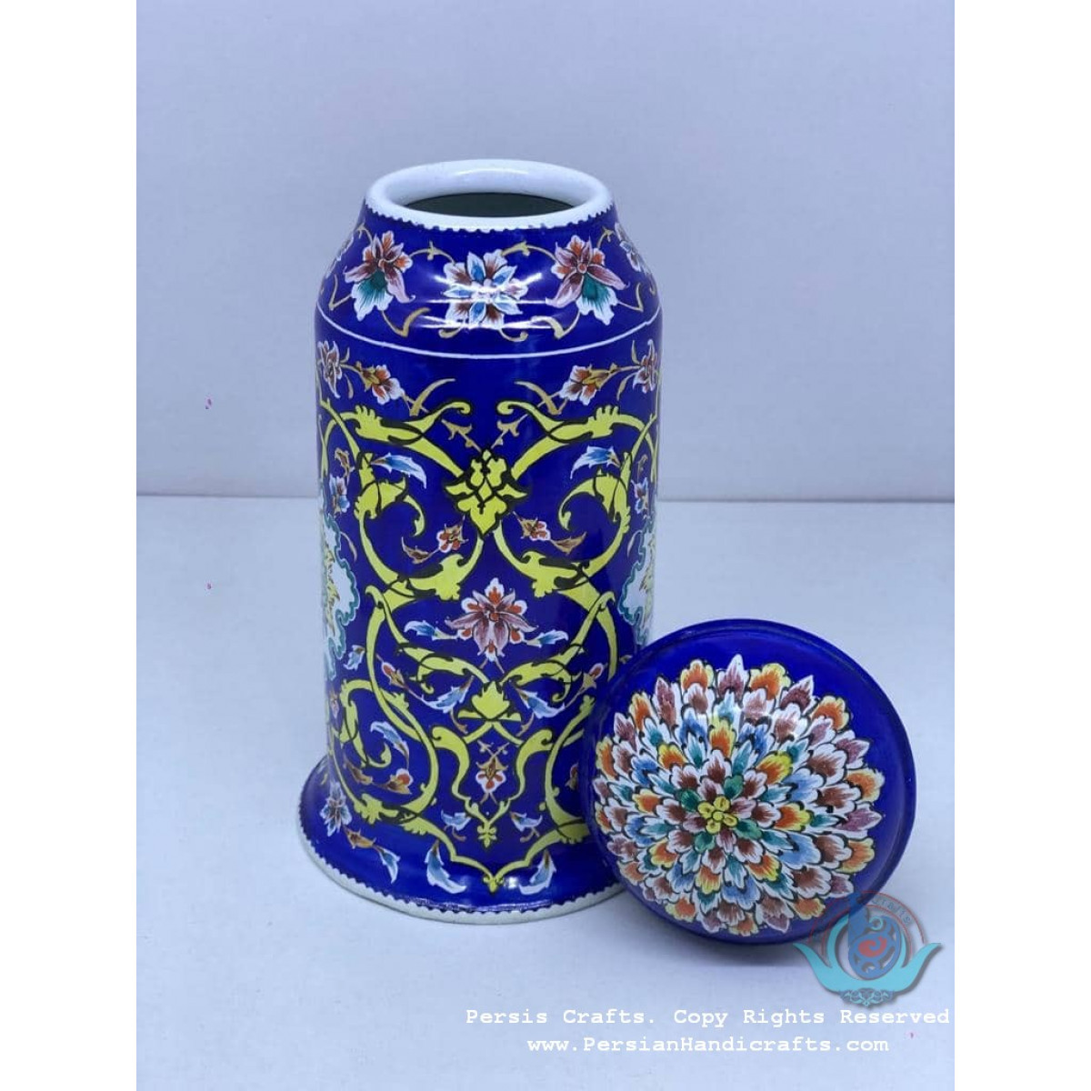 Unique Minakari Tea Mug with Lid - PE1037-Persian Handicrafts