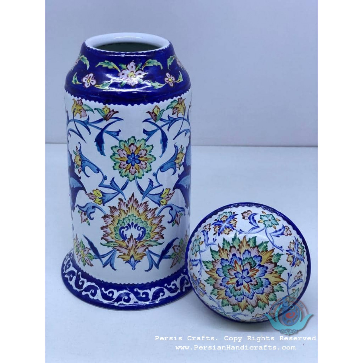 Unique Minakari Tea Mug with Lid - PE1038-Persian Handicrafts