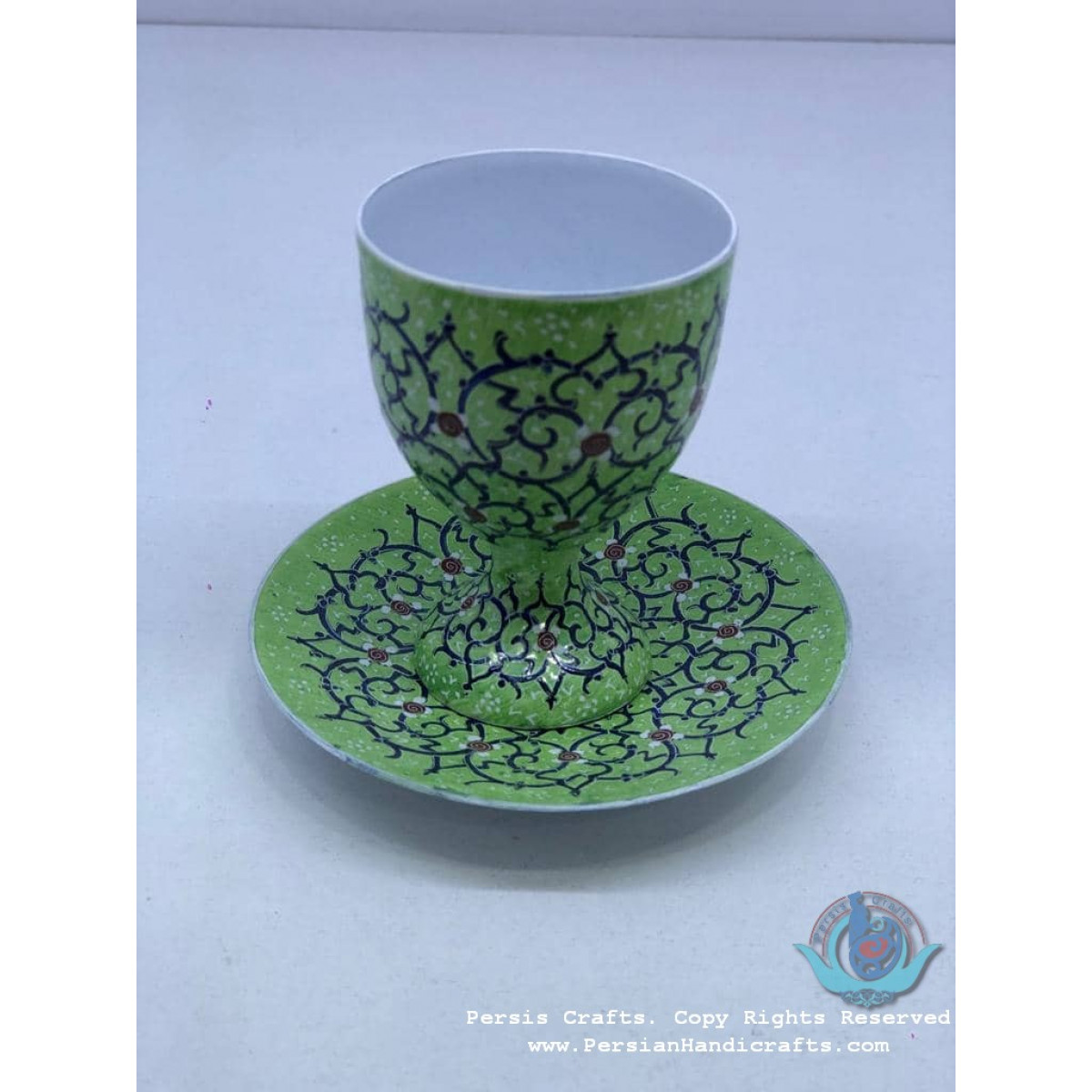 Enamel (Minakari) Egg Cup & Saucer - PE1039-Persian Handicrafts