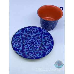 Enamel (Minakari) Tea Cup & Saucer - PE1056-Persian Handicrafts