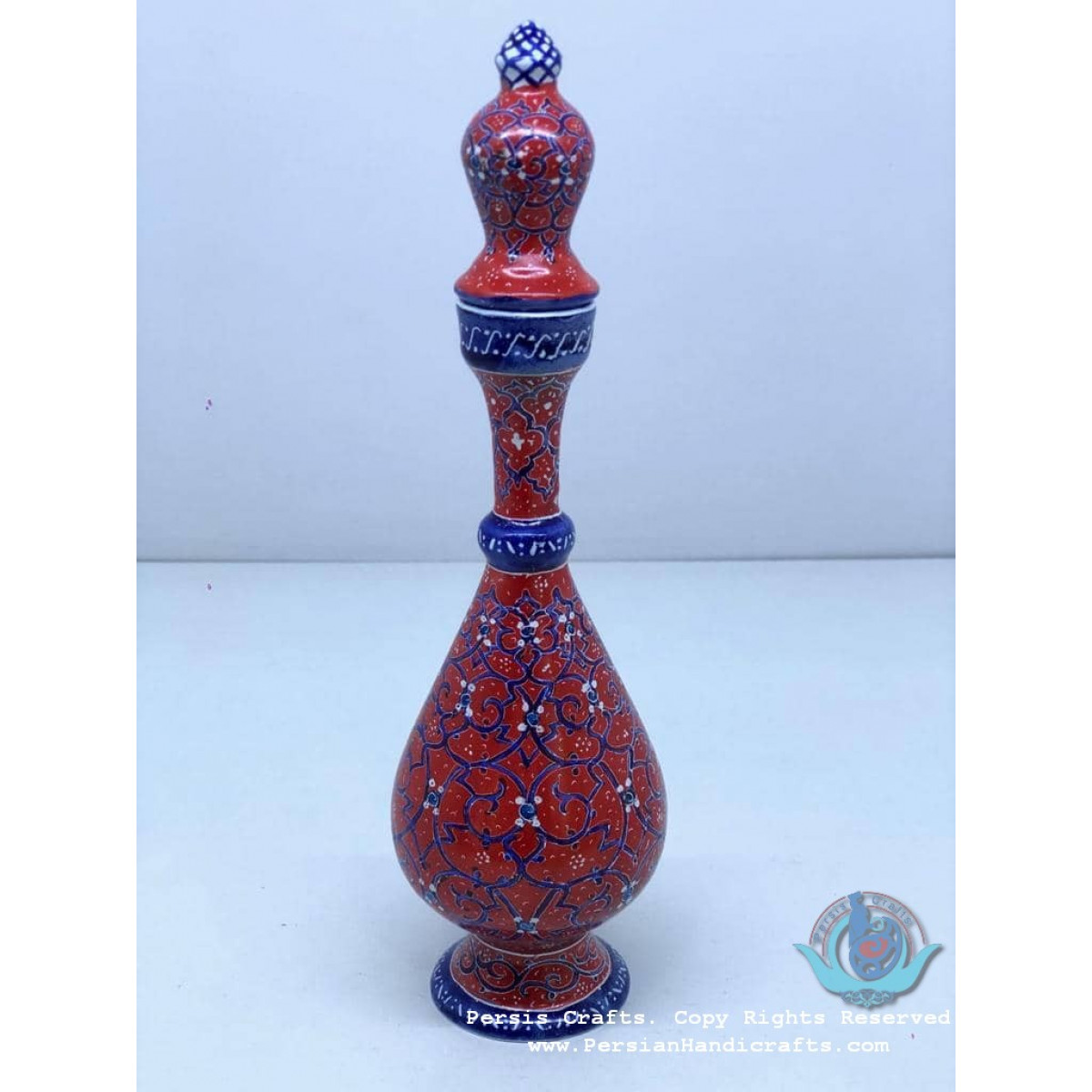 Minakari Slim Jug w Lid - PE1059-Persian Handicrafts