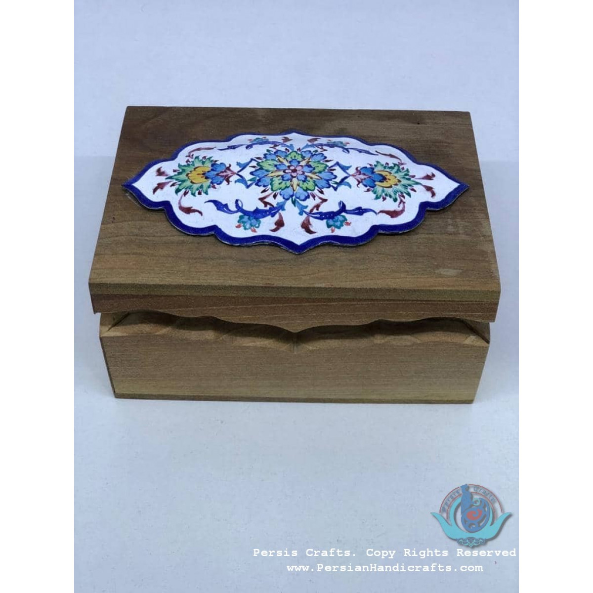 Wooden Jewelry Box | Minakari On Detachable Lid | PE1060-Persian Handicrafts