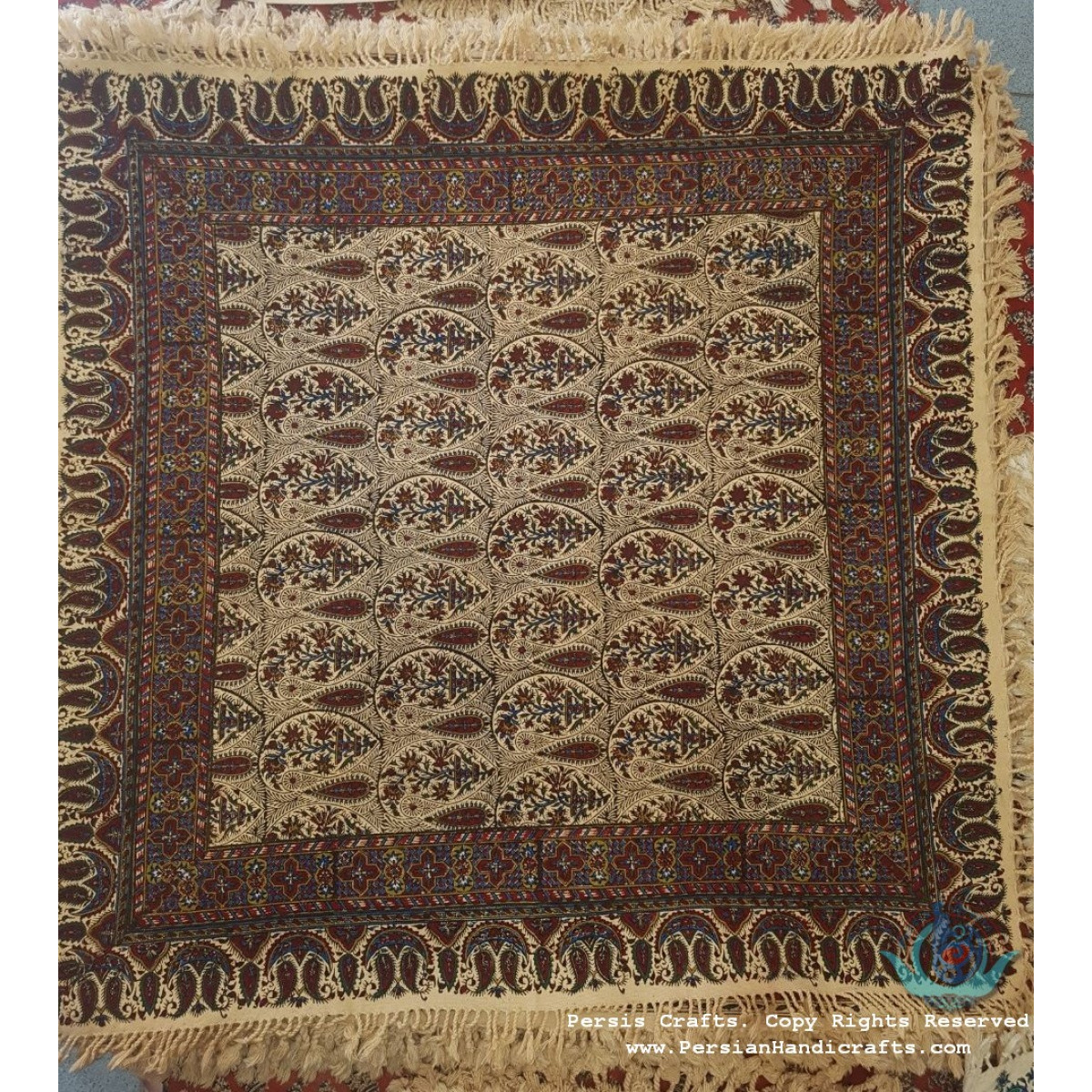 Hand Printed Ghalamkar Tablecloth - PGH1004-Persian Handicrafts