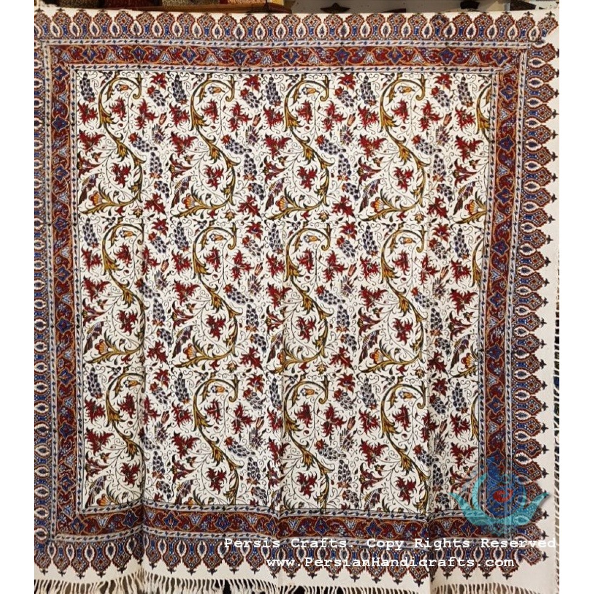 Hand Printed Ghalamkar Tablecloth - PGH1005-Persian Handicrafts