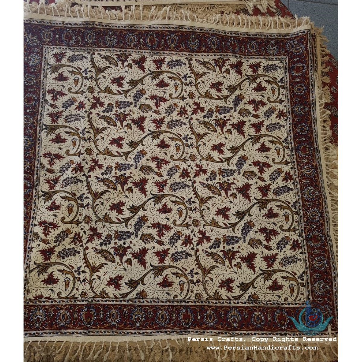 Hand Printed Ghalamkar Tablecloth - PGH1006-Persian Handicrafts