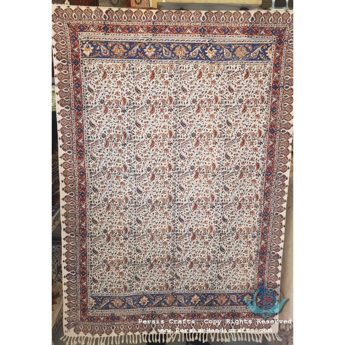 Hand Printed Ghalamkar Tablecloth - PGH1008-Persian Handicrafts