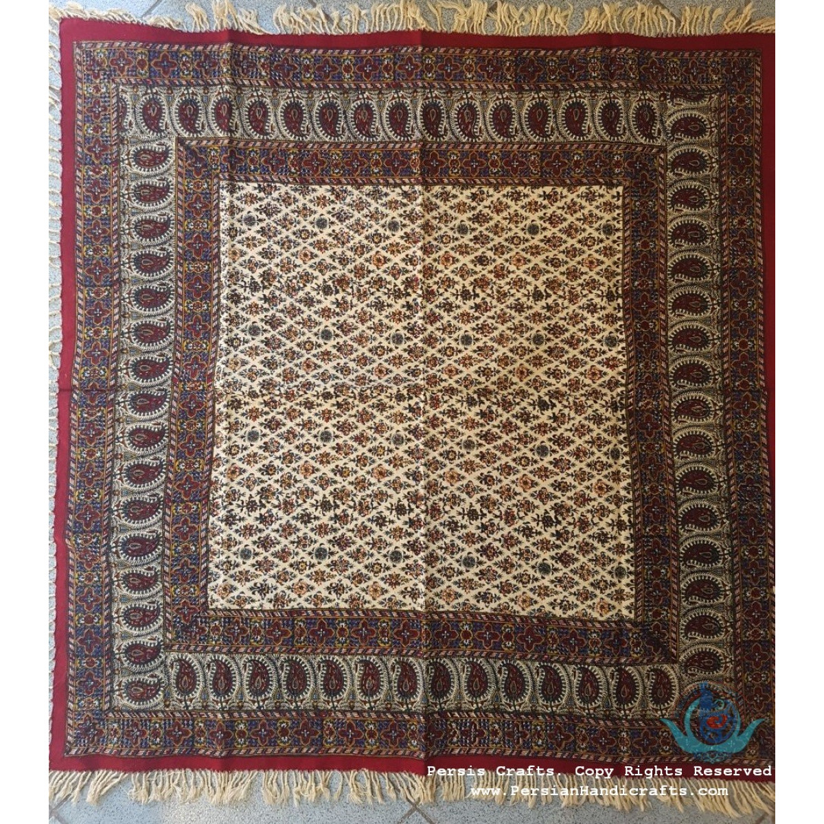 Hand Printed Ghalamkar Tablecloth - PGH1012-Persian Handicrafts