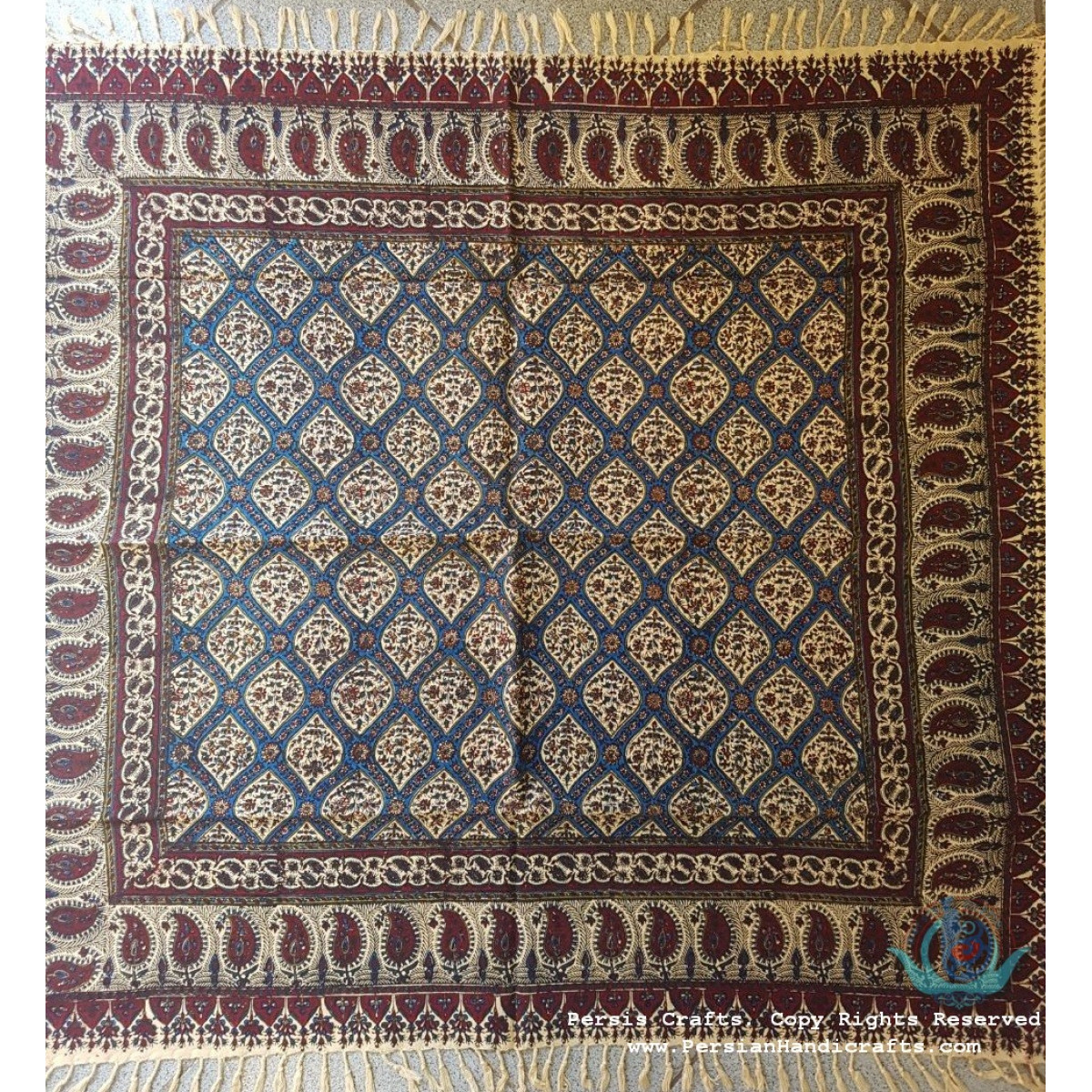 Hand Printed Ghalamkar Tablecloth - PGH1015-Persian Handicrafts