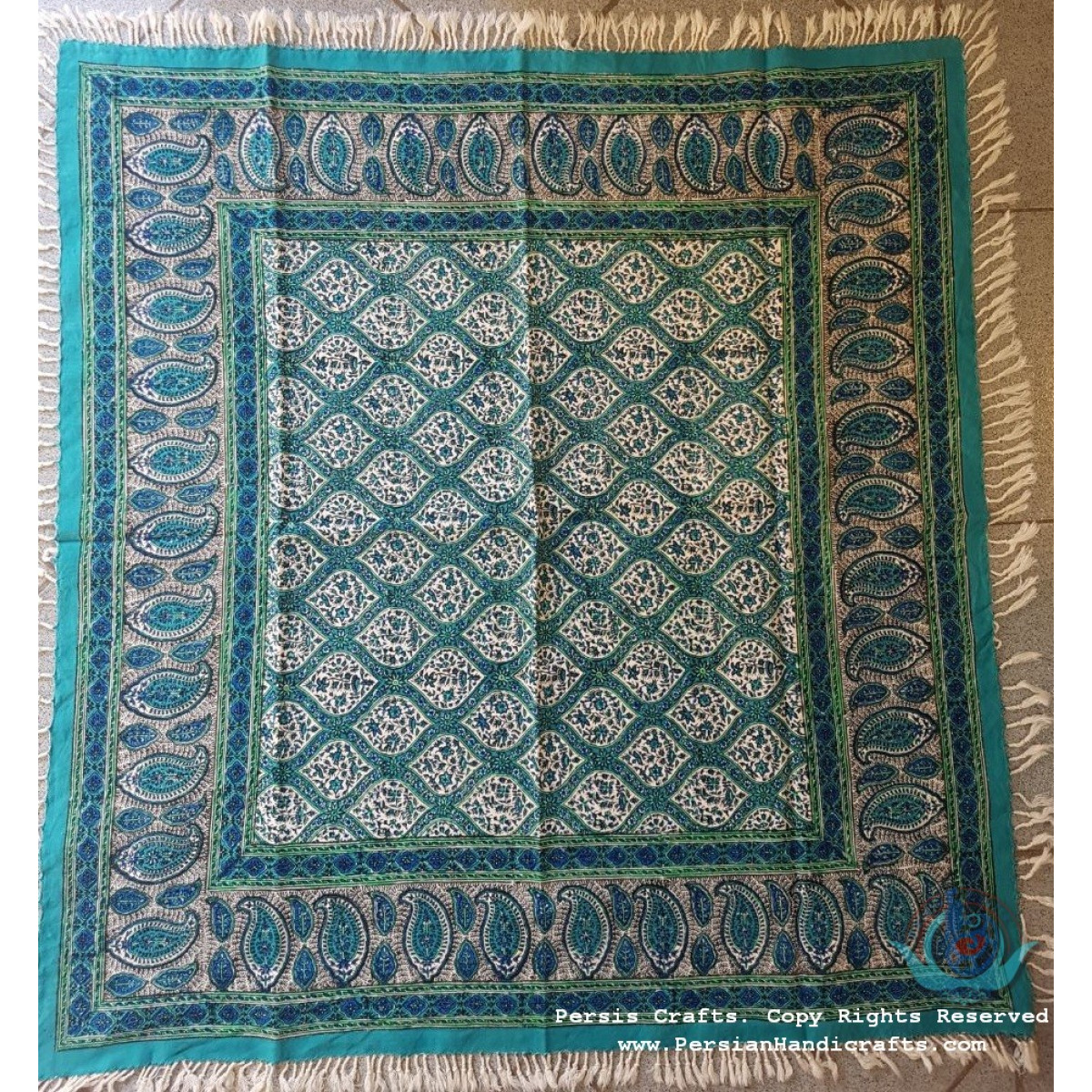 Hand Printed Ghalamkar Tablecloth - PGH1017-Persian Handicrafts