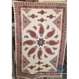 Hand Printed Ghalamkar Tablecloth - PGH1018-Persian Handicrafts