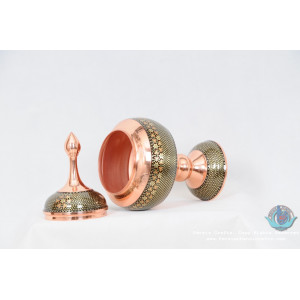 Khatam Marquetry on Copper Decanter & Pedestal Dish Set - PKH1000-Persian Handicrafts