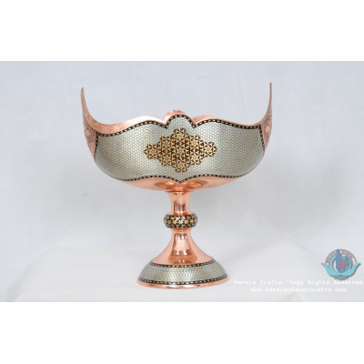 Khatam Marquetry on Copper Kashkool Pedestal Compote - PKH1006