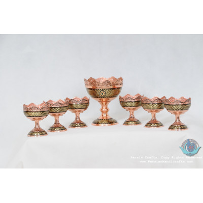 Khatam Marquetry on Copper Pedestal Haft Sin / Nut Set - PKH1007